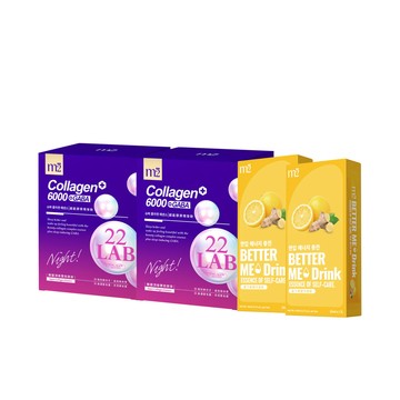 PM 22:00｜暖暖晚安組【m2美度】能膠原晚安飲8入x2盒+薑汁檸檬代謝飲7入x2盒