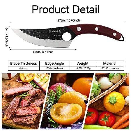 Howashin 6'' Viking Knife Hand Forged Boning Knife Camping Chef Knife Ergonomic Handle With Sharpener and Christmas Gift Box