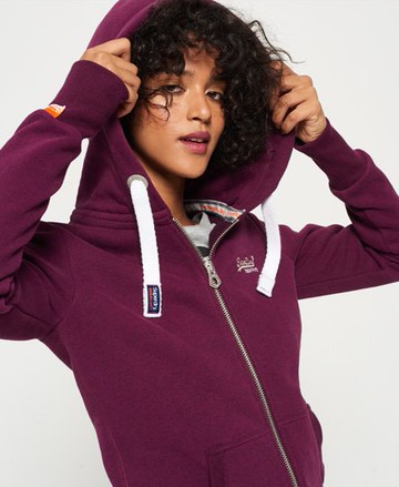 Superdry Women's Women's Orange Label Primary Zip Hoodie Purple / Sprinter Burgundy Marl - Size: M