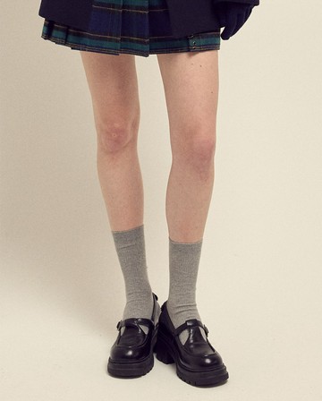 MARDI MERCREDI 刺繡長襪 灰色 海軍藍色LOGO 極簡 SOCKS ESSENTIAL
