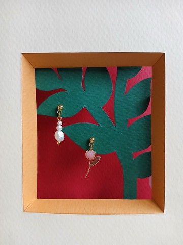 可愛小花耳環(郁金香)單邊真珠款式