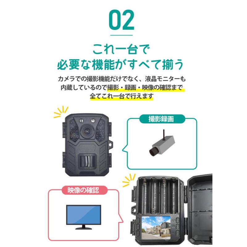 防犯カメラ 監視カメラ トレイルカメラ 小型 屋外 家庭用 wifiなし