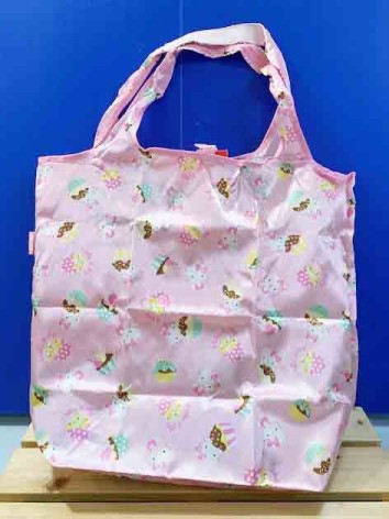 【震撼精品百貨】Hello Kitty 凱蒂貓~三麗鷗 KITTY~環保收納袋-可折-粉緞面*88048