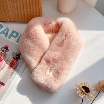 兩面整皮獺兔毛皮草圍巾韓版時尚秋冬防風保暖磁吸圍脖女簡約短款