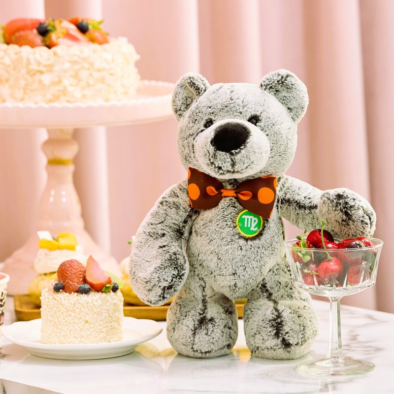 CANDY BEAR 十二星座熊系列 處女座 Virgo 28cm 黑灰色磁力雪絨熊