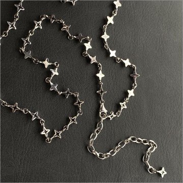 小寶s925純銀星芒星星毛衣鏈項鏈女小眾設計感輕奢高級冷淡風配飾