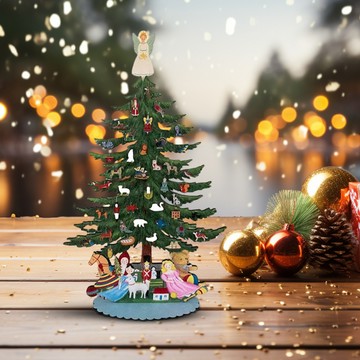 洛陽牡丹 Wooden Mantle Ornament 木制耶誕節裝飾品聖誕樹平面木質擺件