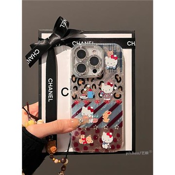適用蘋果16ProMax手機殼秋冬新款iPhone17pro美拉德風拼接kt貓15plus小眾女款13個性高級感14pm掛繩11p保護套