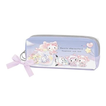 小禮堂 Sanrio 三麗鷗 皮質方形拉鍊筆袋 (紫貓咪寶寶款)