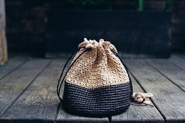 水桶束口包 Bucket Drawstring Bag 紙線與棉線的結合編織