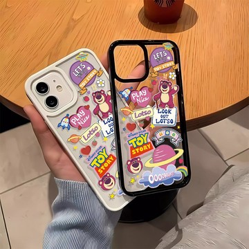 星球草莓熊 蘋果手機殼 亞克力背板 iPhone16 卡通手機殼 15 14 13 12 11Pro Max 防摔保護殼