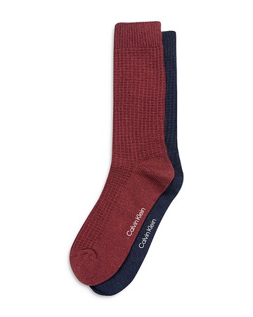 Calvin Klein Combed Cotton Blend Waffle Knit Crew Socks, Pack of 2