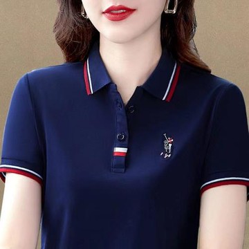 秋季女士t恤短袖洋氣減齡中年媽媽高爾夫大碼休閑運動POLO衫上衣