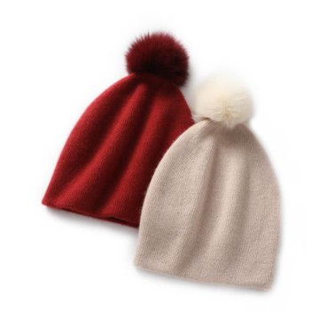 出口品質秋冬時尚加厚無縫山羊絨帽女保暖針織帽雙層毛線帽包頭帽