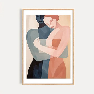 擁抱之境 / 現代美學 雙人溫柔相擁抽象人物 藝術裝飾畫