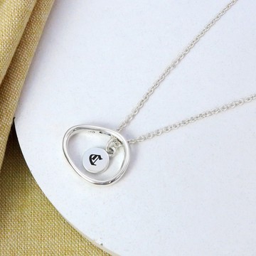 ART64 純銀 石框項鍊 橫式 吊飾刻字版 925純銀項鍊 女生項鍊