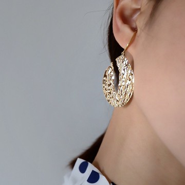 Hi Onion原創心聲 14K包金耳掛可水洗極簡chic大耳環高級氣質誇張