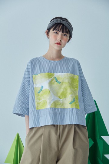 前短後長七分袖上衣