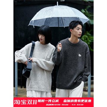 PSO Brand男裝女裝小狗圓領寬松長袖毛衣外套慵懶女士針織衫潮牌