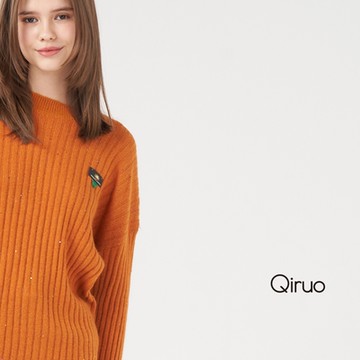 【Qiruo 奇若名品】專櫃橘色小羊毛上衣 精品時尚保暖(素面立領造型長袖-共三色-2012A-90