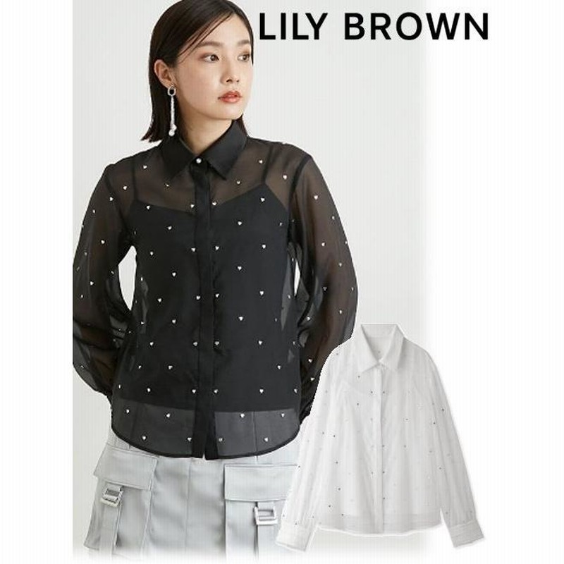 Lily Brown / リリーブラウン ビジューシアーシャツブラウス 23秋冬 