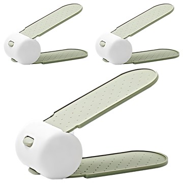 家用雙層立體調整鞋架 2種調節 防滑設計  白綠色  3個