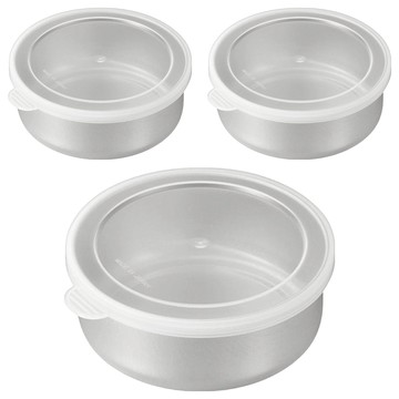 ECHO 不鏽鋼淺圓型保鮮盒 12cm 3入組 - 台灣製造，食品級不鏽鋼保鮮盒，冰箱收納好幫手  3個  1組