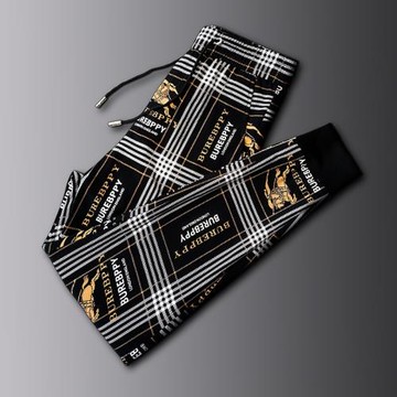 潮牌花褲子男夏季冰絲薄款格子字母印花束腳休閑褲彈力速干運動褲