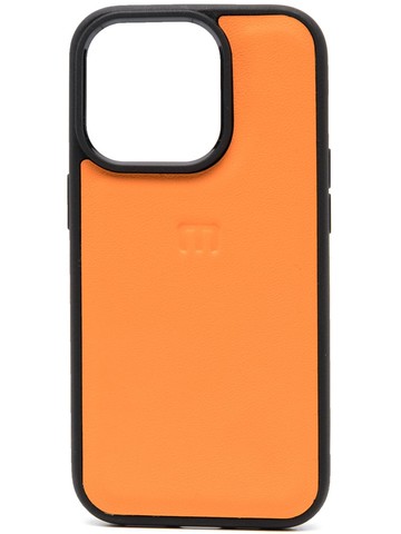 Manokhi - iPhone 14 Pro phone case - unisex - Calf Leather/Plastic - One Size - Orange