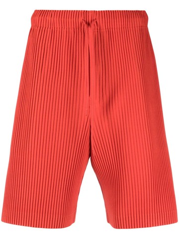 Homme Plissé Issey Miyake - drawstring-waist ribbed bermuda shorts - men - Polyester - 3 - Orange