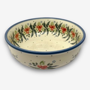 波蘭手繪手工陶-大碗 湯碗 拉麵碗 沙拉碗 17cm 小紅莓果系列