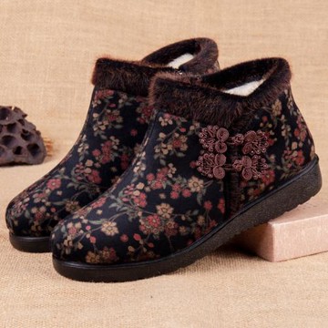 老北京布鞋厚絨羊毛鞋軟底防滑媽媽鞋舒適保暖中老年人棉鞋冬女鞋