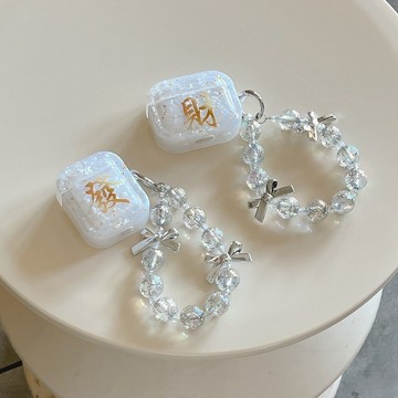 創意文字 發財 貝殼紋 帶掛繩 蘋果保護套 適用於 Air Pods pro 4 3 pods 2 藍牙耳機套 防摔殼