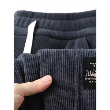 外貿尾貨燈芯絨休閑褲男士褲子加絨加厚束腳褲衛褲秋冬新款運動褲