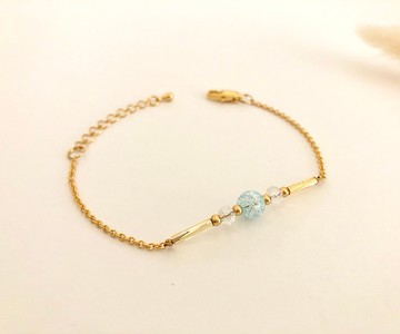 【黃銅系列手環】簡約款-黃銅水晶細鍊(多色可選)