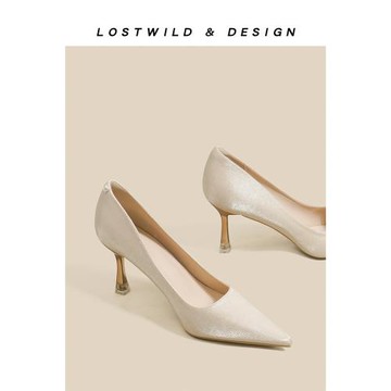 LOSTWILD 修長腿精~仙女風單鞋2025年新款春季婚鞋細跟尖頭高跟鞋