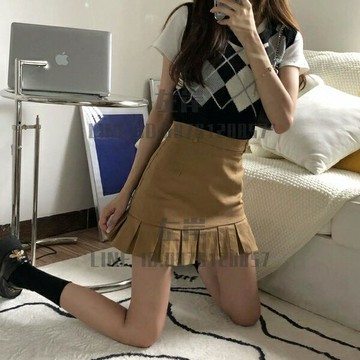 半身裙女百搭包裙小個子日系高腰顯瘦木耳邊a字短裙【雲木雜貨】