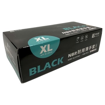 御廚靈 NBR 耐用手套 加厚型(黑色)XL號 符合ISO 9001規範  100入  1盒