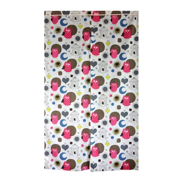 LASSLEY 蕾絲妮 日式棉麻門簾  90 x 150cm  花漾貓頭鷹