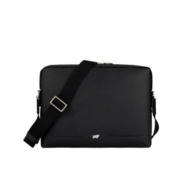 BRAUN BUFFEL 台灣總代理 格瑞克-F 大型斜背包-黑色/BF586-62-BK