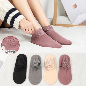 CS22 加厚保暖蕾絲防滑中筒女襪-3雙組