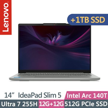 Lenovo IdeaPad Slim 5 83NC000WTW 月光灰(Ultra 7 255H/12G+12G/512G+1TB/14吋OLED/W11)特仕