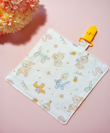 純棉夾四層紗/兒童手帕/手帕夾/擦手巾/小方巾-慶生小狗派對