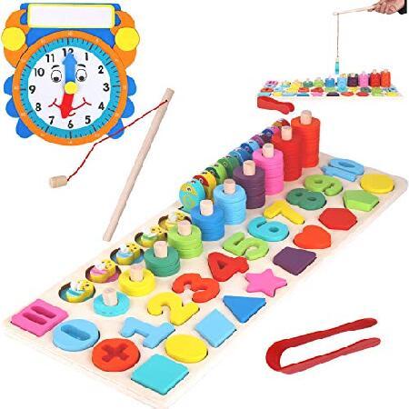 Wooden Montessori Puzzle Set-Shape Sorter Counting Game, Preschool