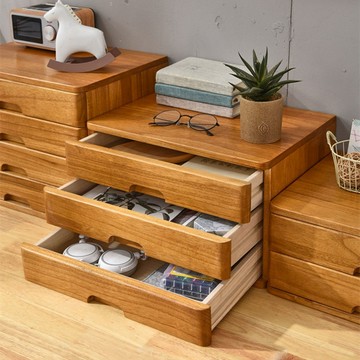 桌面A4文件櫃實木收納盒抽屜式整理櫃大容量資料櫃多層收納櫃定制J-69公司貨