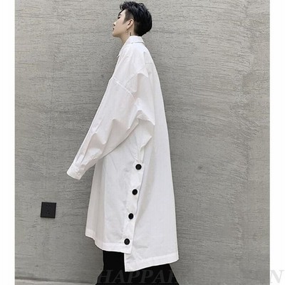 ロングシャツ メンズ シャツ ダンスウエア ロング丈 ホスト 春 夏 サマー カジュアル ミリタリー トップス きれいめ スリム 個性 通販 Lineポイント最大get Lineショッピング