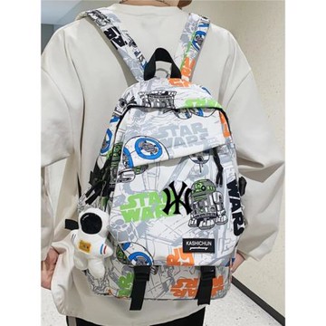 街頭潮流電腦包輕便書包男生背包女生高中生初中生學生雙肩包男