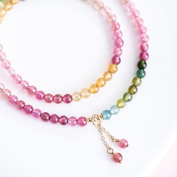 碧璽草莓晶雙圈手鍊|草莓晶14k包金手鏈 天然石水晶 客製化禮物