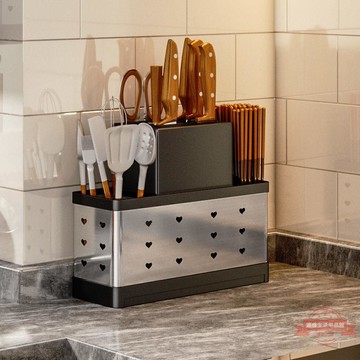 筷子收納器筷子筒不銹鋼筷子架筷簍置物架瀝水廚房筷籠盒帶插刀架