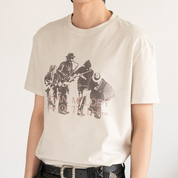 【柏林藍調】都市復古/純棉做舊剪影印花T恤短袖